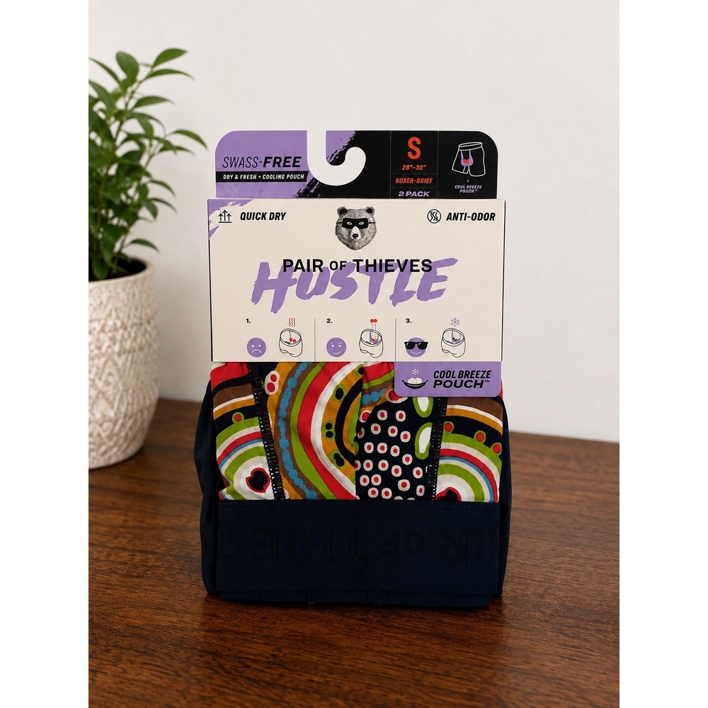 Pair of Thieves Hustle Boxer Briefs 2 Pack Small Cool Breeze Pouch Navy Multi